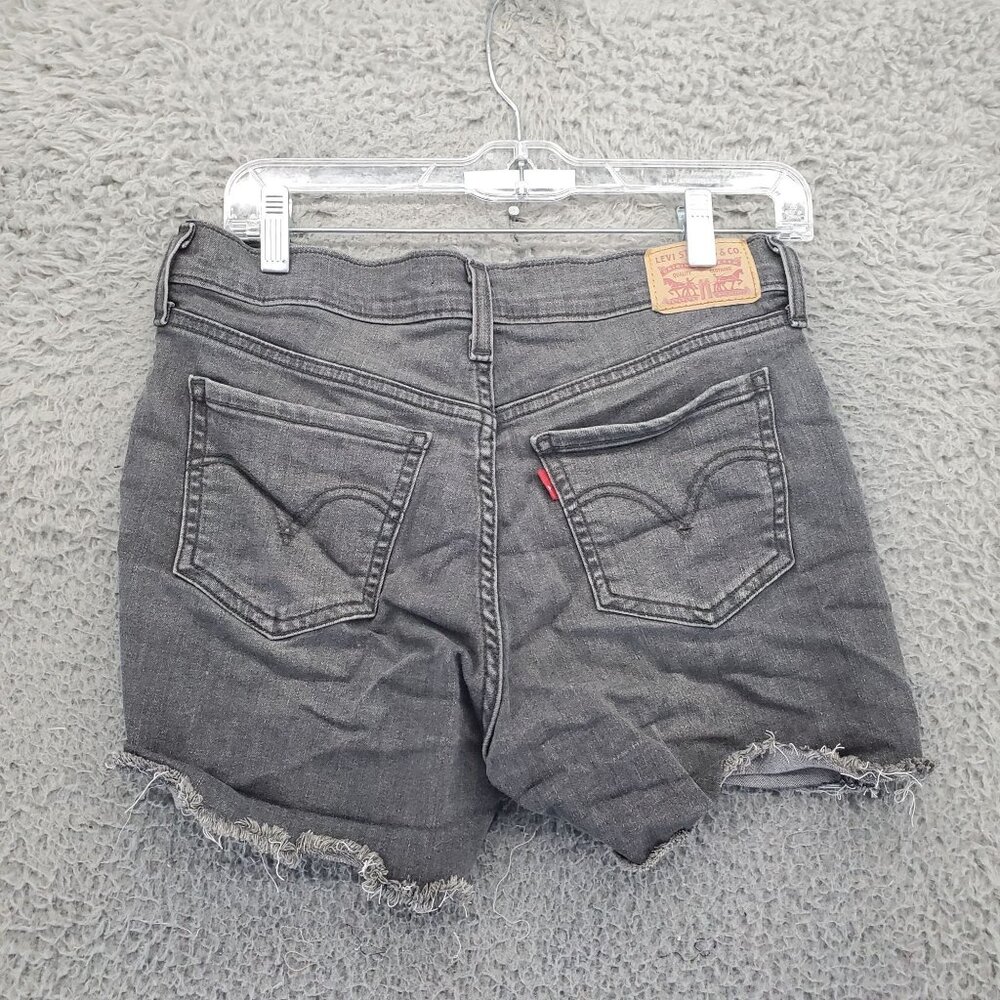 Levis Shorts Womens 28 Gray Mid-Length Frayed Hem Denim Raw Vintage Style